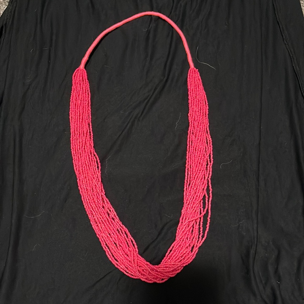 Long hot pink necklace